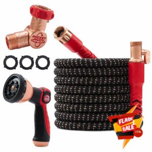 Pocket Hose Copper Head w/New Pocket Pivot Expandable Garden Hose 75 FT