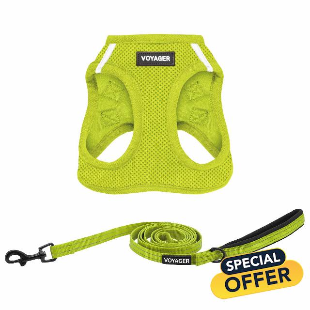 Best Pet Supplies Voyager Step-in Air All Weather Mesh Harness and Reflective Dog 5 ft Leash Combo with Neoprene Handle