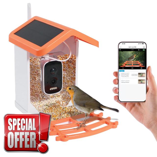Solar Powered Smart Bird Feeder Camera with 2.5K HD Video
