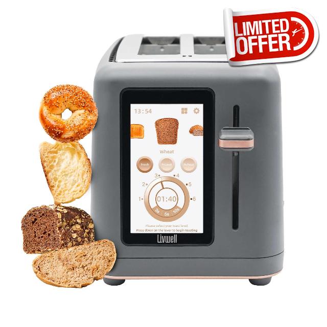 Touch IQ Matte Grey 2-Slice Toaster with High-Resolution Touch Screen