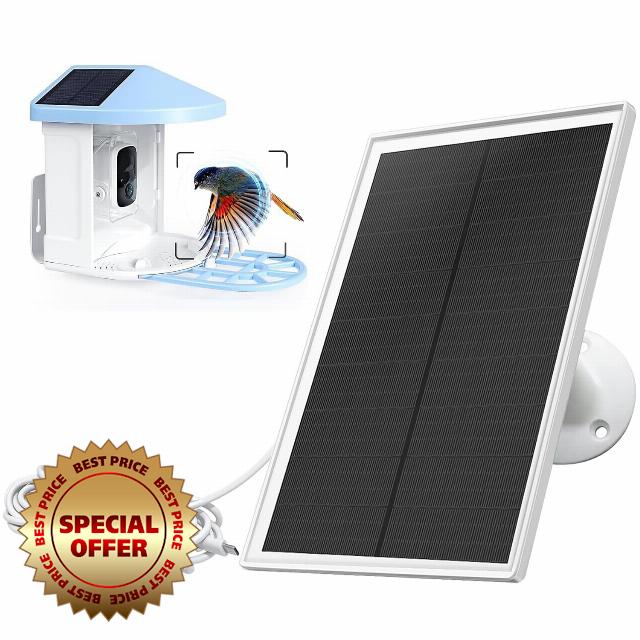 6W Solar Panel Charger Compatible with Netvue Bird Feeder Camera