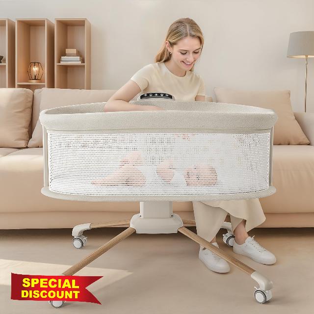 Electric Smart Soothing Baby Bassinet with 5 Rocking Speeds
