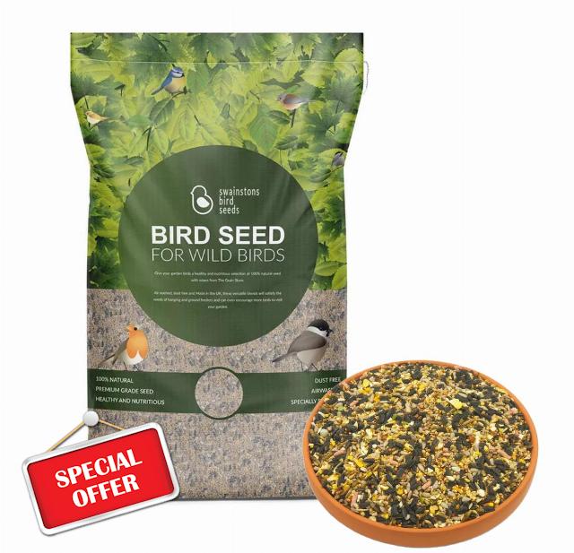 Swainstons Bird Seed Super Song Bird 20kg. Premium Wild Bird Food Blend Of High Energy Ingredients - Ideal for Year-Round Bird Feeding. For Table & Ground Feeding