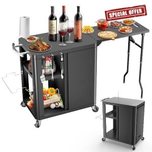 Outdoor Grill Table Cart 57"x24"x35" | Modular Outdoor Kitchen Island with Storage & Large Countertop | for Blackstone Griddle