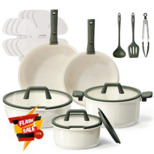 CAROTE 18pcs Ceramic Cookware Set