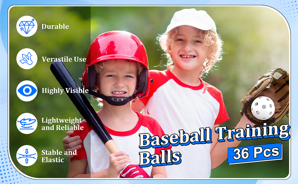 Plastic Practice Baseballs Hollow Softball with Drawstring Bag