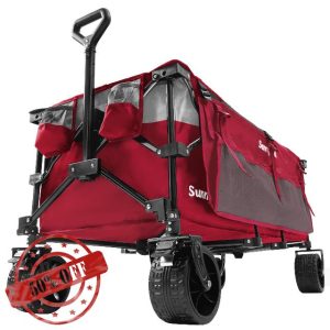 SunnyFeel 49''L 550lbs Heavy Duty Wagon Cart Foldable with Wheels