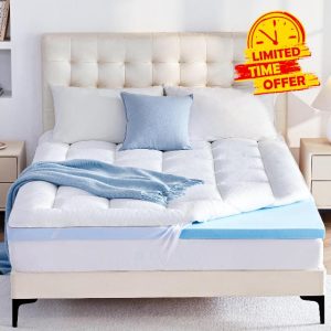 BDEUS Dual Layer 3 Inch Memory Foam Mattress Topper Queen Size