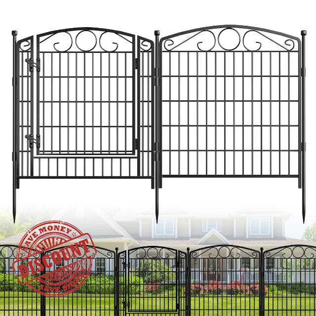 10 Panels Decorative Garden Fence with Gate