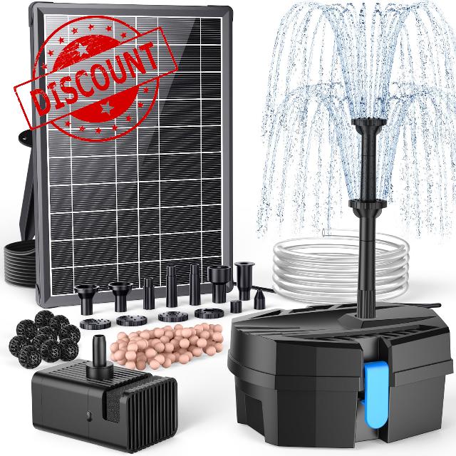 POPOSOAP Solar Fountain Pump with Pond Filter Kit