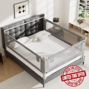 3-Pack Queen Size Bed Rails for Toddlers -Height Adjustable Baby Bed Rail Guard Specially Designed for Queen Size Bed(2 Sides 78.7" + 1 Side 59")