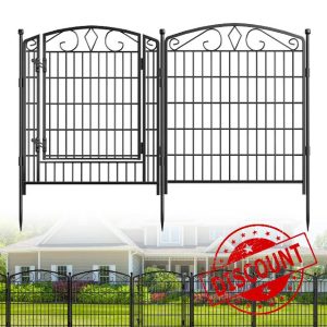 10 Panels No Dig Decorative Garden Fence with Gate