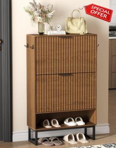Fluted Shoe Storage Cabinet