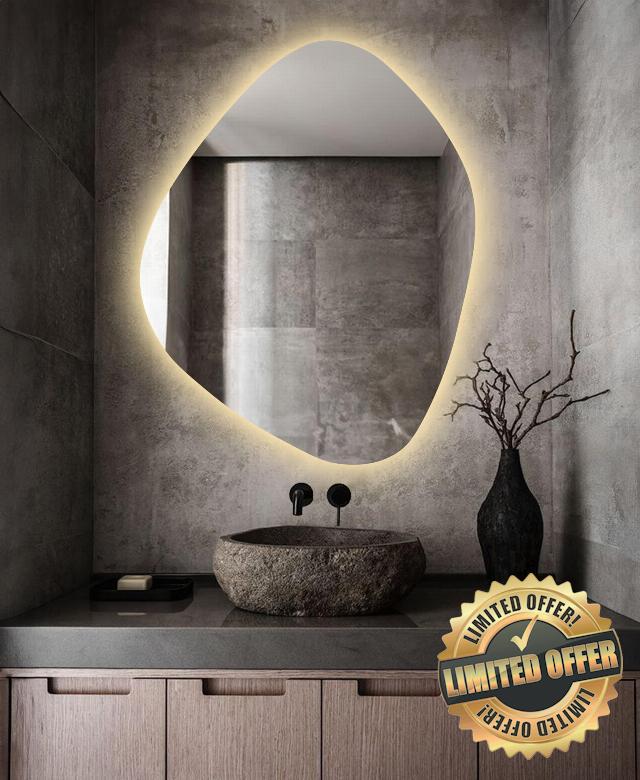 Asymmetrical LED Bathroom Mirror with Lights