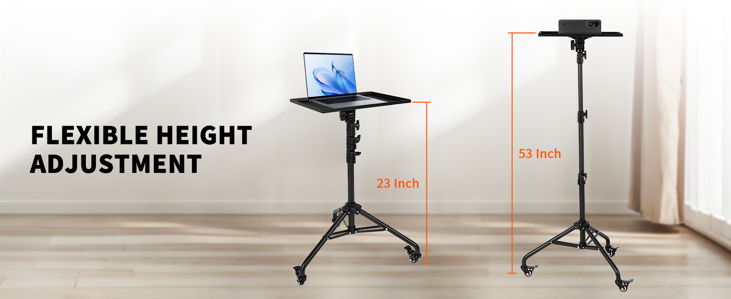 Gugxiom Projector Tripod Stand,Projector Stand with 2 Shelves and Gooseneck Phone Holder