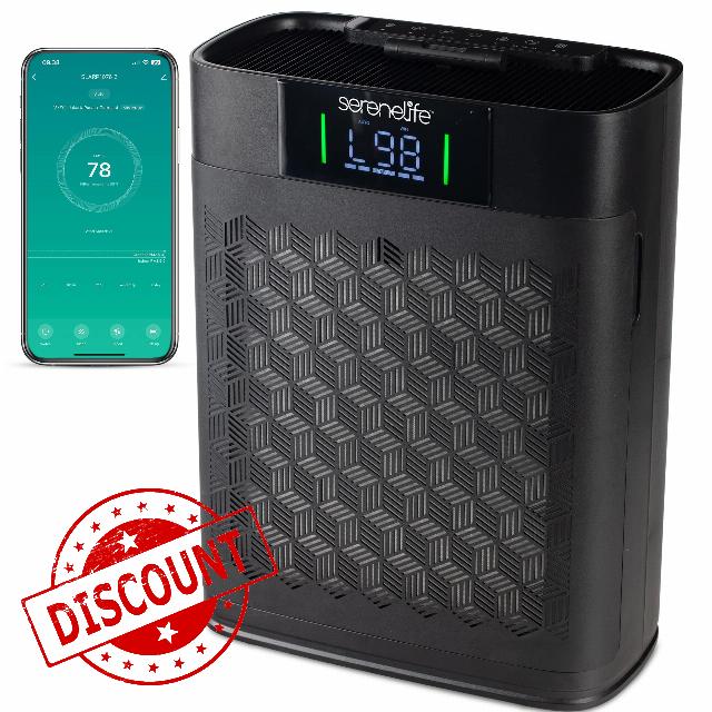 SereneLife HEPA Air Purifier for Home – Smart WiFi & App Control