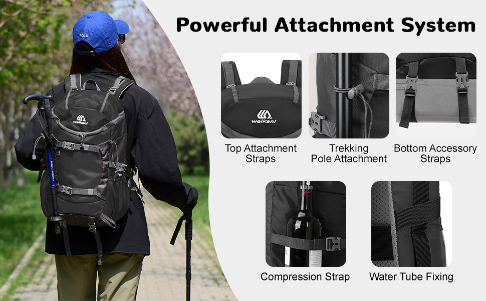 hiking daypack orange blue black