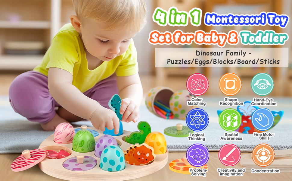 4 in 1 Montessori Toy Set for Baby & Toddler