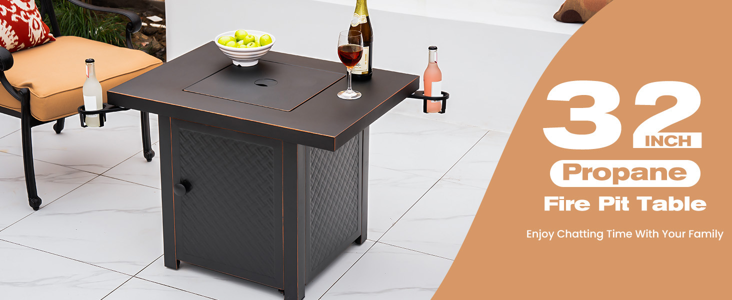 32inch 2-in-1 gas fire pit table
