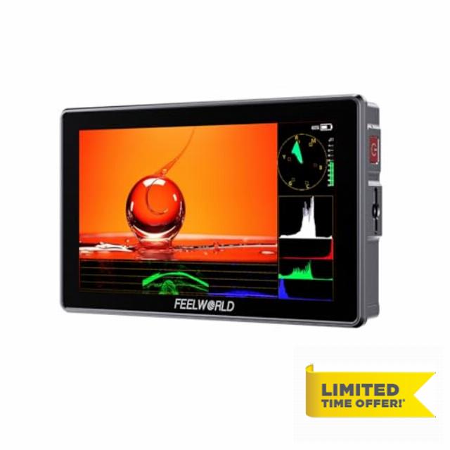 FEELWORLD H5 5.5 Inch 12G-SDI 1200nit Aluminium Camera Field DSLR Monitor Touchscreen Waveform HDR 3D LUT Out for Cinematic Filmmaker Photographer