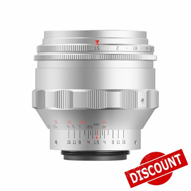 TTARTISAN 75mm F1.5 Swirly Bokeh Lens for M42 Mount Manual Focus Full Frame Camera Lens (Silver)