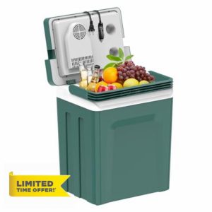 Electric Cooler & Warmer with Handle 26.5 Quart/25L Portable Thermoelectric Fridge for Vehicles & Trucks with 110V AC & 12V DC
