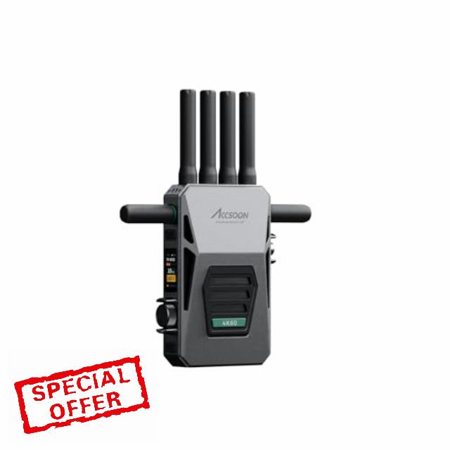 ACCSOON CineView Master 4k Wireless Video Transmission Receiver 2.4+5Ghz+6GHz Tri-Band Transmission 604k Resolution 25 ms Latency 8202ft Range 1 Wired + 4 Wireless Connections(Only Receiver)