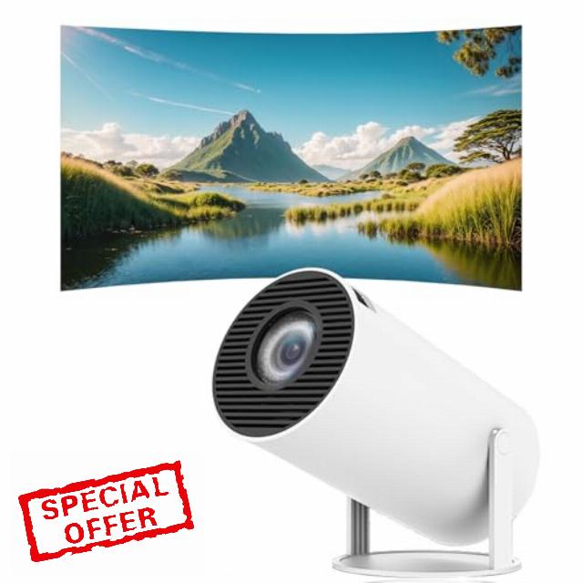 mini projector with 4K 1080P supportPortable projector with 180° rotatable 100-inch screenMovie projectorAutomatic keystone correctionCompatible with laptops