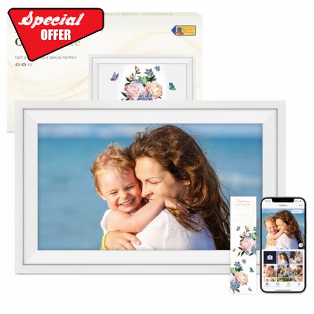 Digital Photo Frame Oak Wood 15.6 Inch Large Wifi Digital picture Frame with 32GB Storage