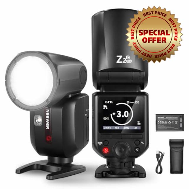 NEEWER Z2PRO-C 2.4G TTL Round Head Flash Speedlite Compatible with Canon