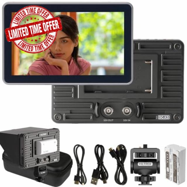 Camera Field Monitor,VILTROX DX-3 6inch Kit 2000nit HD 1920x1080 IPS Touch Screen with 3D LUT Touch Screen 4K HDMI Camcorder DSLR Cameras Video Monitors with Sunshade Hood/np-f550 Battery