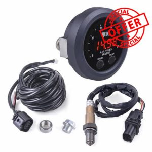 Universal Air/Fuel Ratio Gauge 52mm (2-1/16”) with LSU 4.9 Sensor Wideband UEGO Ultra-Thin Round Digital AFR O2 Oxygen Sensor Controller Gauge