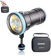 LetonPower Shark CX 8000 Lumen Underwater Video Torch, 96 CRI Professional Diving Flashlight with ...