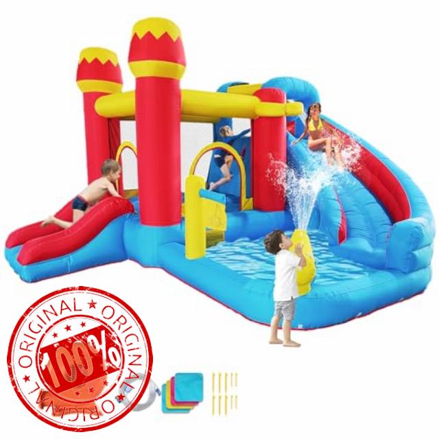 6-in-1 Bounce House Inflatable Water Slide for Kids