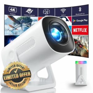 [Built-in Apps & Star Modes & Ambient Light] OPOQO 4K Mini Projector with WiFi and Bluetooth