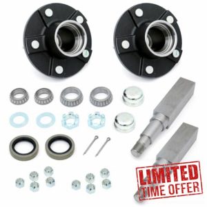 5-Bolt 5" Circle Trailer Hub Assembly with 1-3/8" to 1-1/16" Tapered Spindle and Bearings