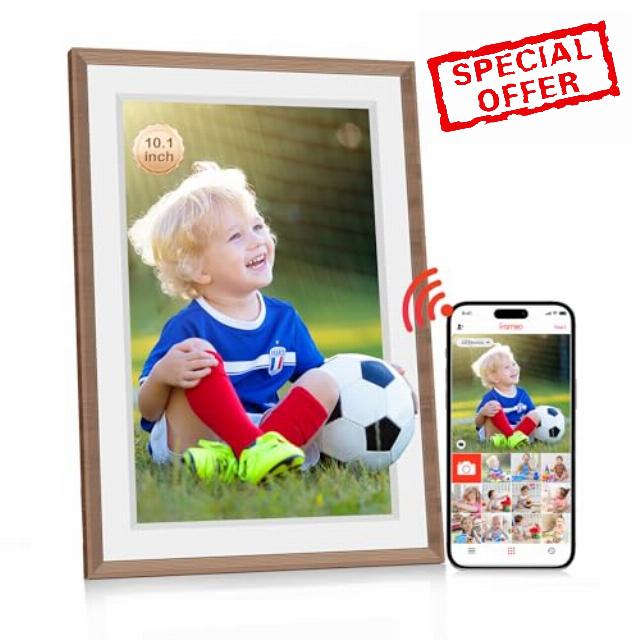 Frameo 10.1" WiFi Digital Photo Frame-Built in 32GB Memory with 1280 x 800 IPS HD Touch Screen Electronic Photo Frame