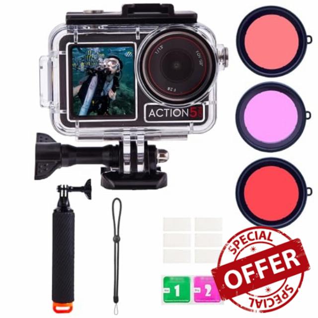 UnisonPet Waterproof Case for DJI Osmo Action 5 Pro/4/3 with 3 Pack Dive Filters