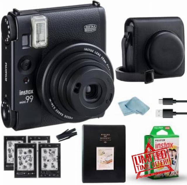 Fujifilm Mini 99 Instax Film Camera (Black) + Instax Mini Film Twin Pack (20 Sheets) + Camera Case + Mini Photo Album (60 Pockets) + BluebirdSales Photo Accessories Bundle