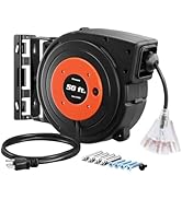 DEWENWILS Retractable Extension Cord Reel, 40 FT Heavy Duty Power Cord, 12/3C SJTOW Retractable C...