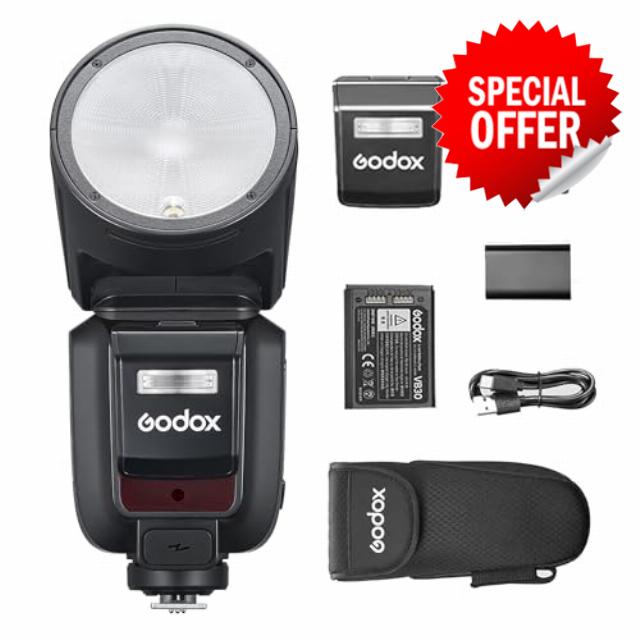 Godox V100C V100 C V100-C Round Head Camera Flash Speedlite for Canon EOS Cameras 100Ws TTL HSS 1/8000s 2.4G Built-in LED Fill Ligh