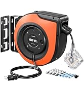 DEWENWILS 40 FT Retractable Extension Cord Reel, 12/3C SJTOW Heavy Duty Power Cord, Twist-lock St...