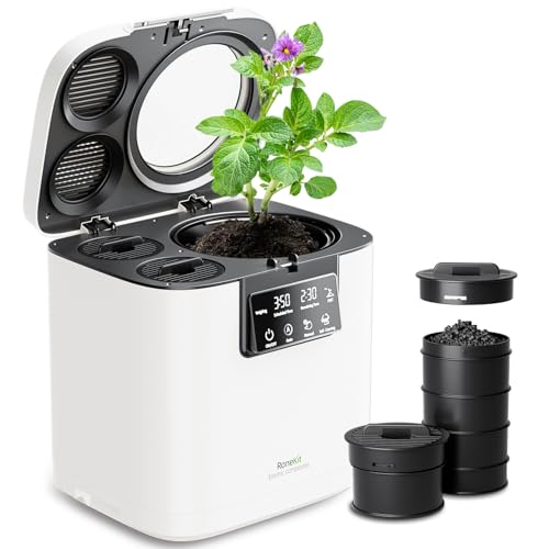 Smart Compost Bin with Viewing Window Indoor Outdoor/Odorless/Low Noise/Auto-Cleaning