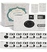6 Pack Disposable Cameras for Wedding Bulk, 35mm White Single-Use Film Cameras with Flash, One Ti...