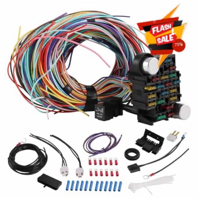 21 Circuit Universal Wiring Harness Compatible with GM Ford Chrysler Chevy Mopar Hotrods