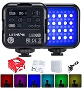 Godox LITEMONS LED6Bi RGB Mini LED Video Light CRI95 Bicolor 3200K-6500K, 13 Fx Effects, 1800mAh ...
