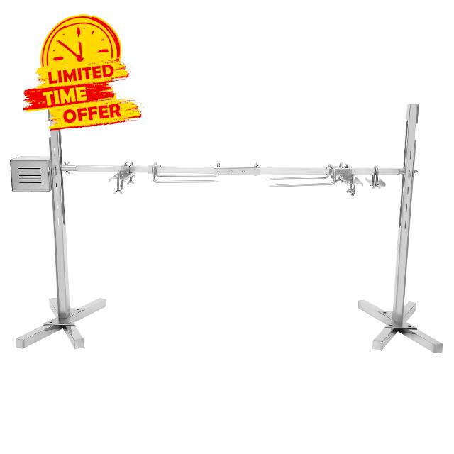 BBQ Rotisserie Kit 20W Rotisserie Grills Kit Electric Motor 2.5RPM Universal Heavy Duty BBQ Rotisserie Kit for Grills 40kg Load Capacity 5 Gears Height Adjustment Electric Tripod Rotisserie Spi