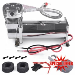 200PSI Heavy Duty Air Train Horn/Air Ride Suspension Compressor 12V 1/4NPT Pneumatic Suspension Compressor Silver for Car Horns