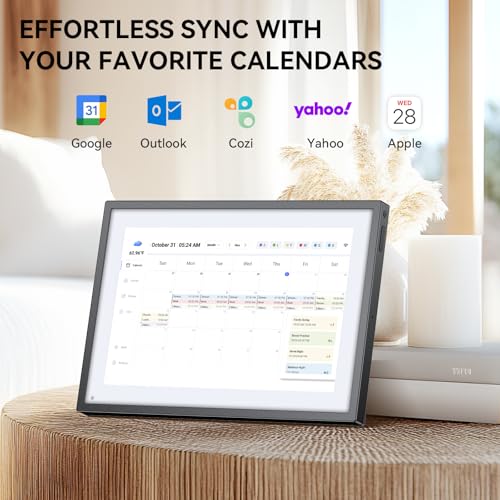 HD Interactive Touchscreen Display for Family Scheduling – Streamline Household Organization (Black White)