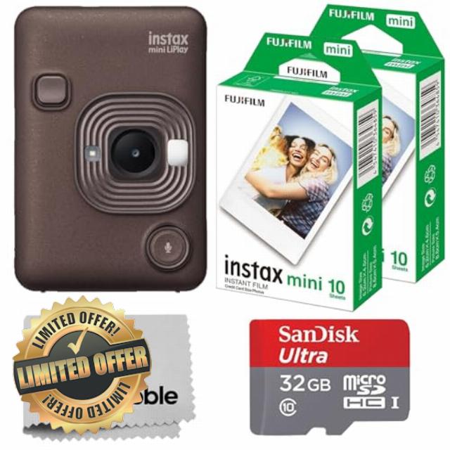 Fujifilm INSTAX Mini LiPlay Hybrid Instant Camera Bundle with 20 Sheets INSTAX Mini Film